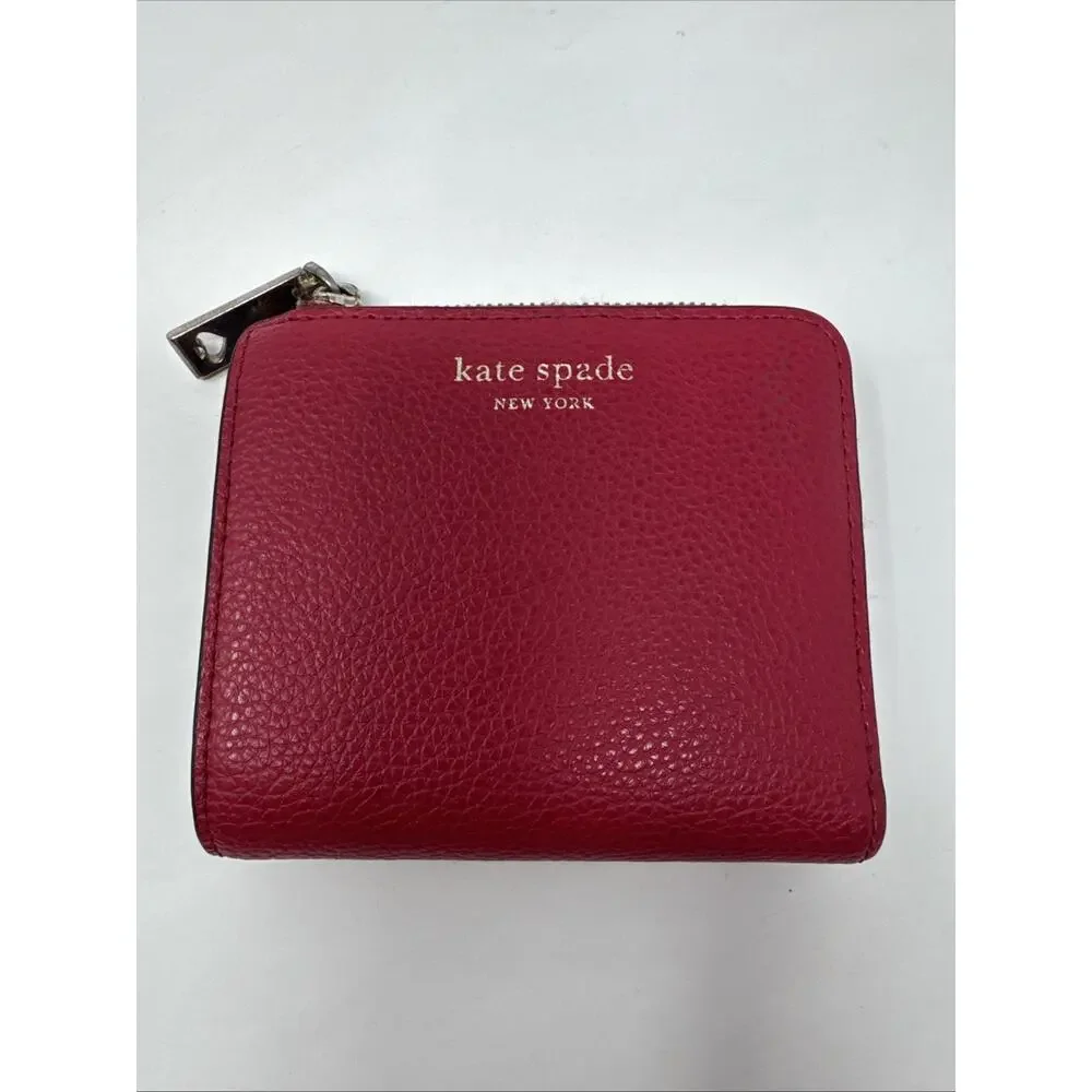 Kate Spade Jackson Small With Window L-Zip Bifold Wallet in Stoplight‎ Light Red